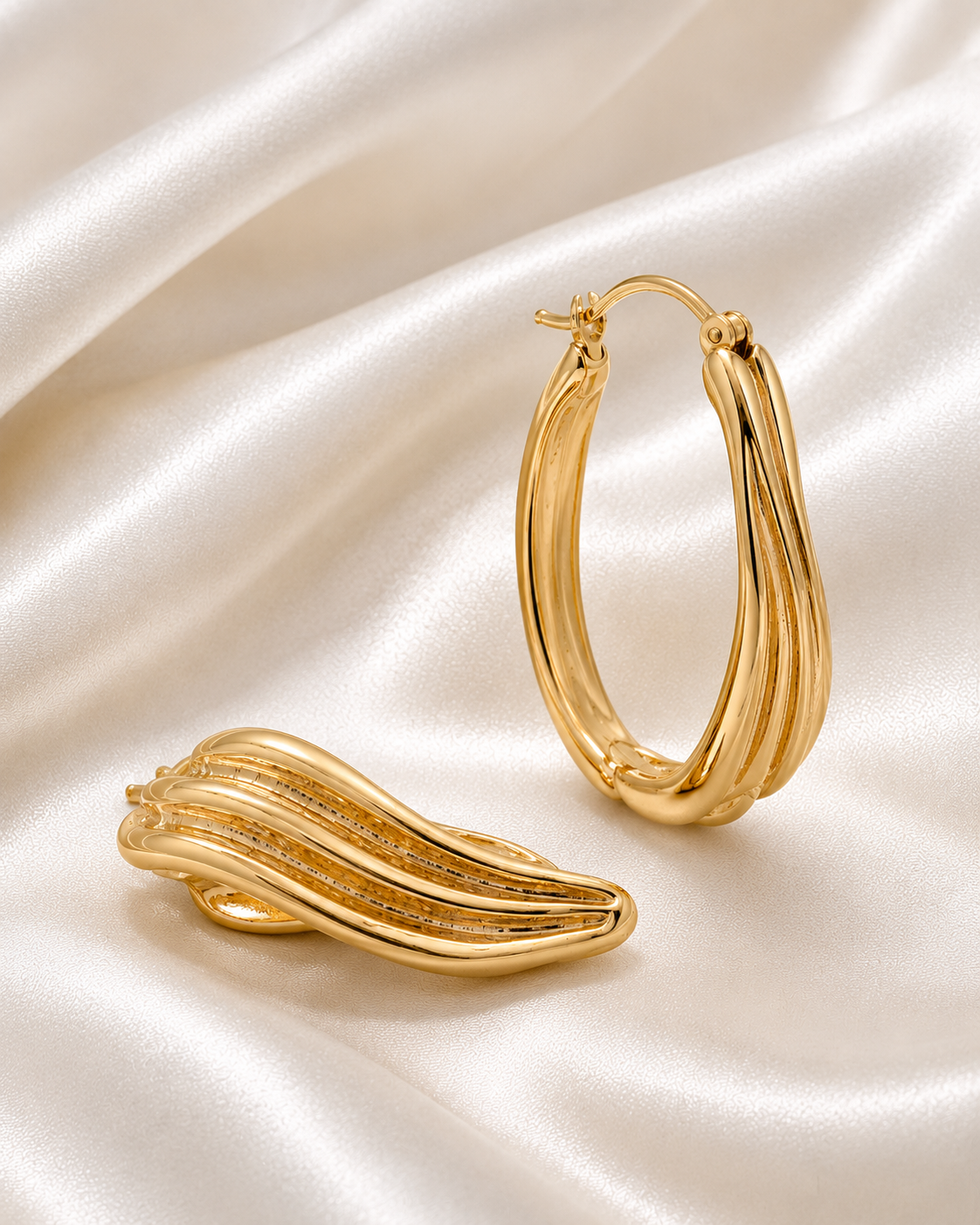 Seraphina Luxe Sculpted Gold Hoops