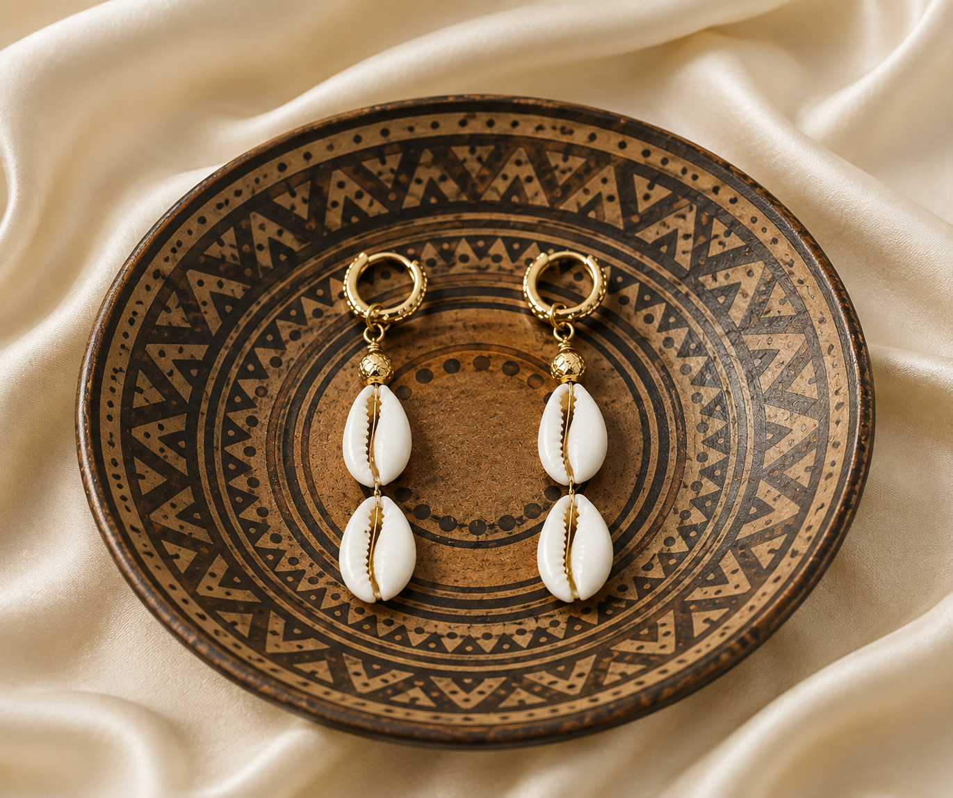Golden Coast Double Cowrie Earrings
