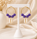 Amethyst Cowrie Hoop Earrings