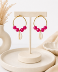 Rosé Cowrie Hoop Earrings