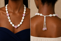 Adom Rose Cowrie Necklace – Handmade African-Inspired Gemstone Necklace