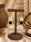 Grace Gems Adinkra Noir Cowrie Earrings
