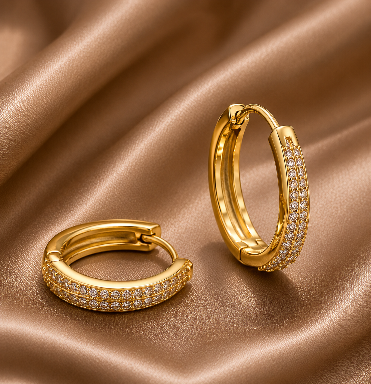 Aurora 18K Pavé Gold Huggie Hoops