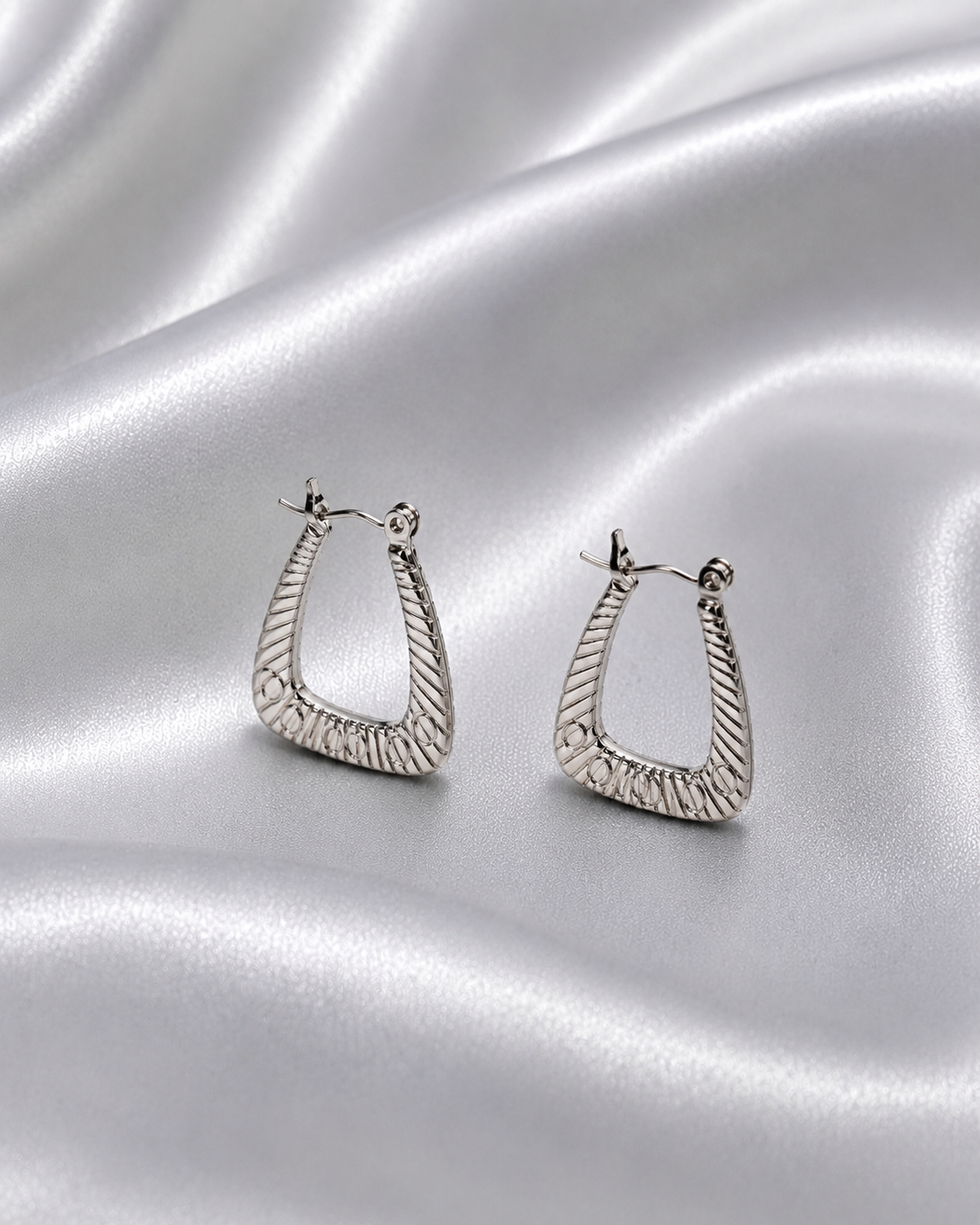 Selene Textured Silver Hoops