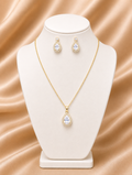 Grace Gem Elegant Copper Teardrop Necklace & Earring Set with Cubic Zirconia
