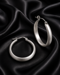 Luna 925 Matte Silver Hoop Earrings