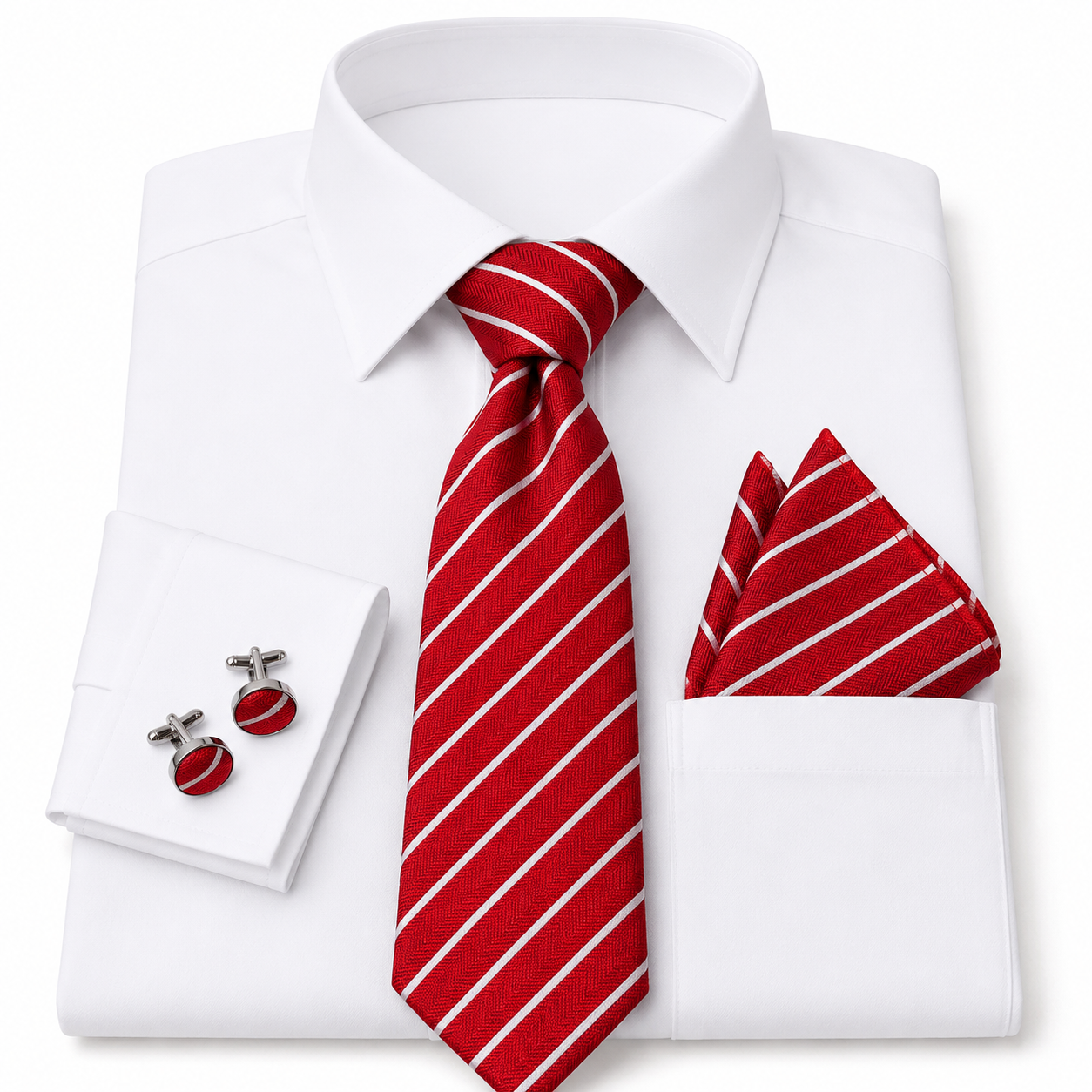 Crimson Stripe Signature Tie & Cufflink Set