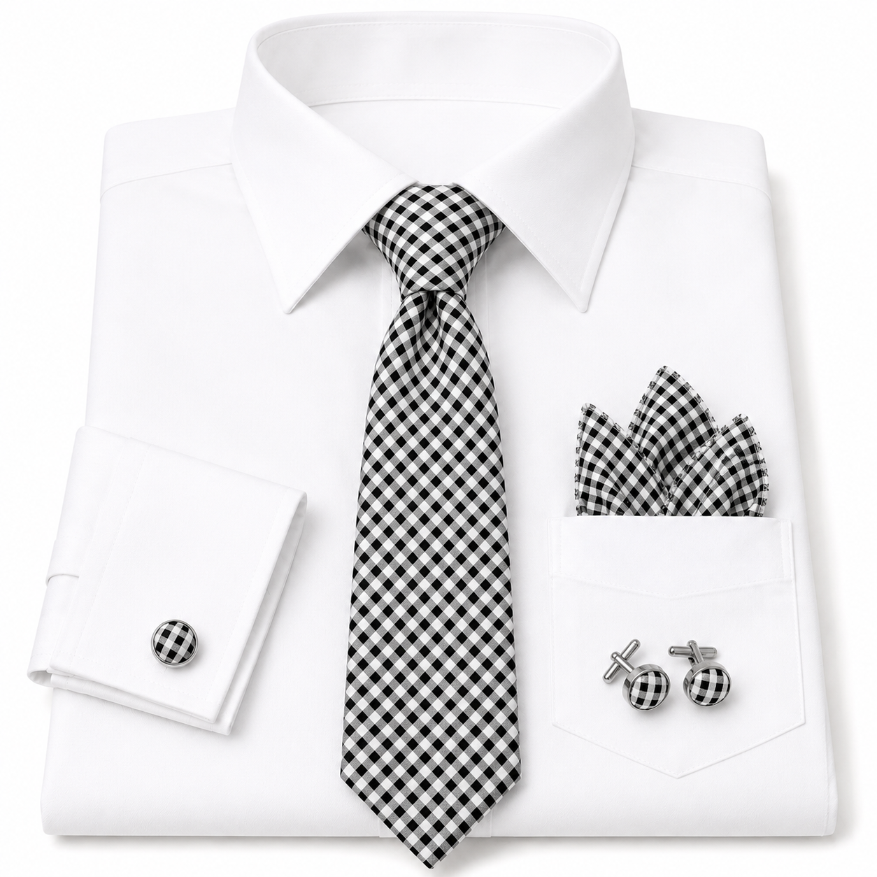 Midnight Grid Elegance Tie & Cufflink Set