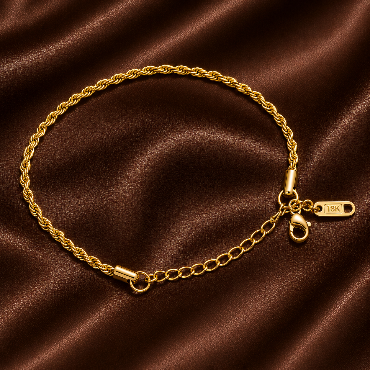 Gold Rope Chain Adjustable Bracelet – Stainless Steel | Grace Gems